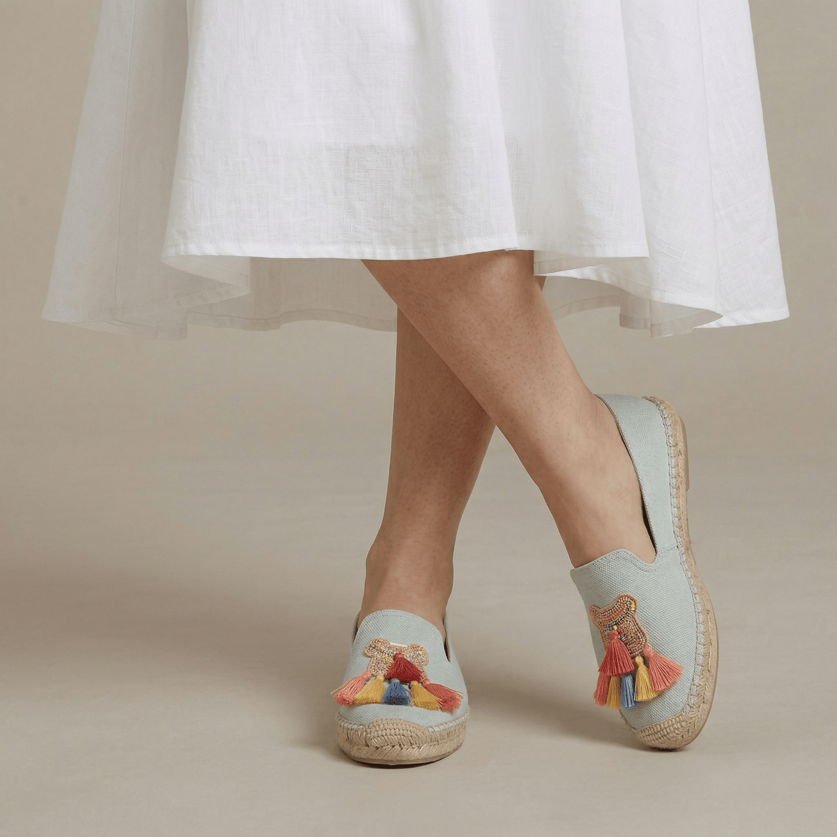 Espadrille Bleue Brodée Femme