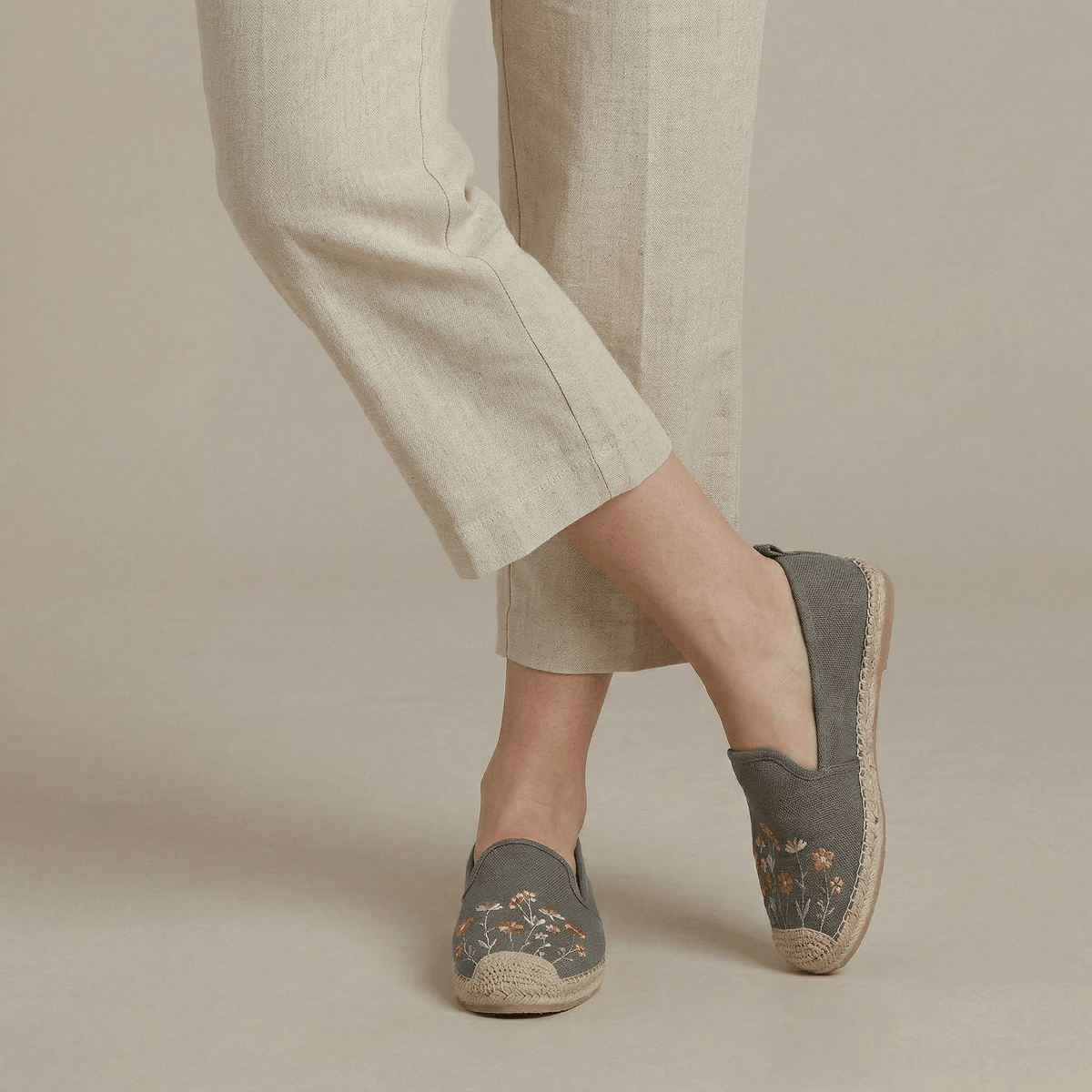 Espadrille Fleurs Brodées Femme