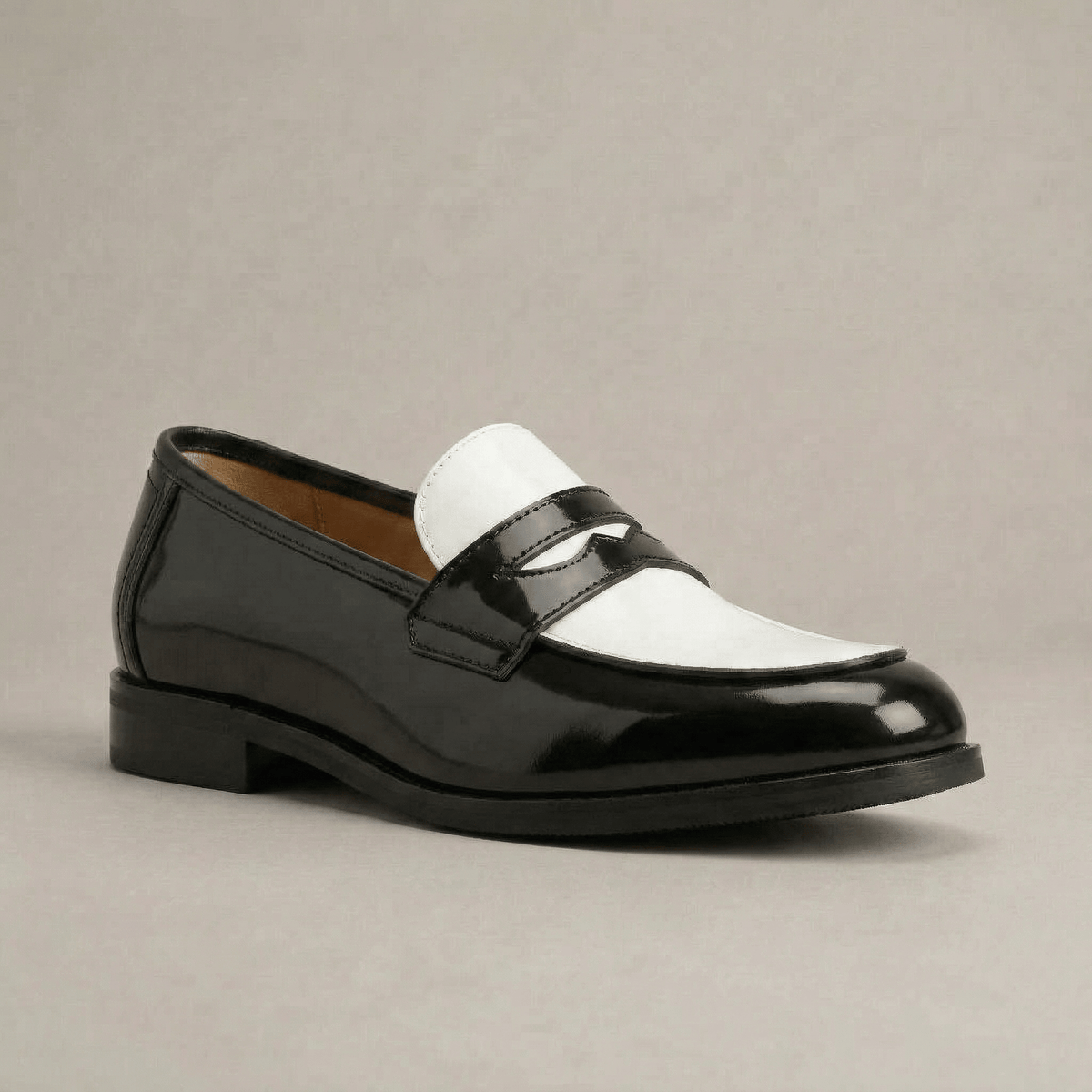 Mocassin Noir et Blanc Homme