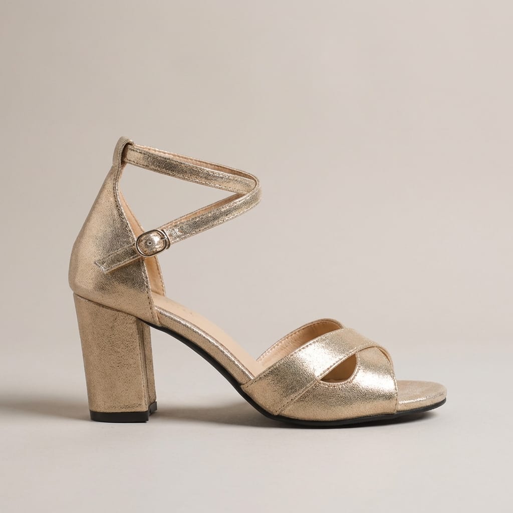 Sandale Dorée Brides Croisées