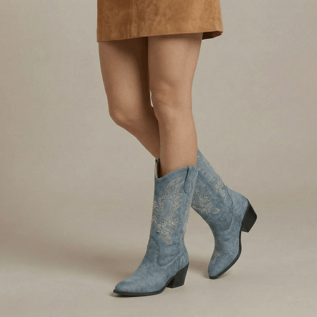 Santiag Brodée Denim Femme