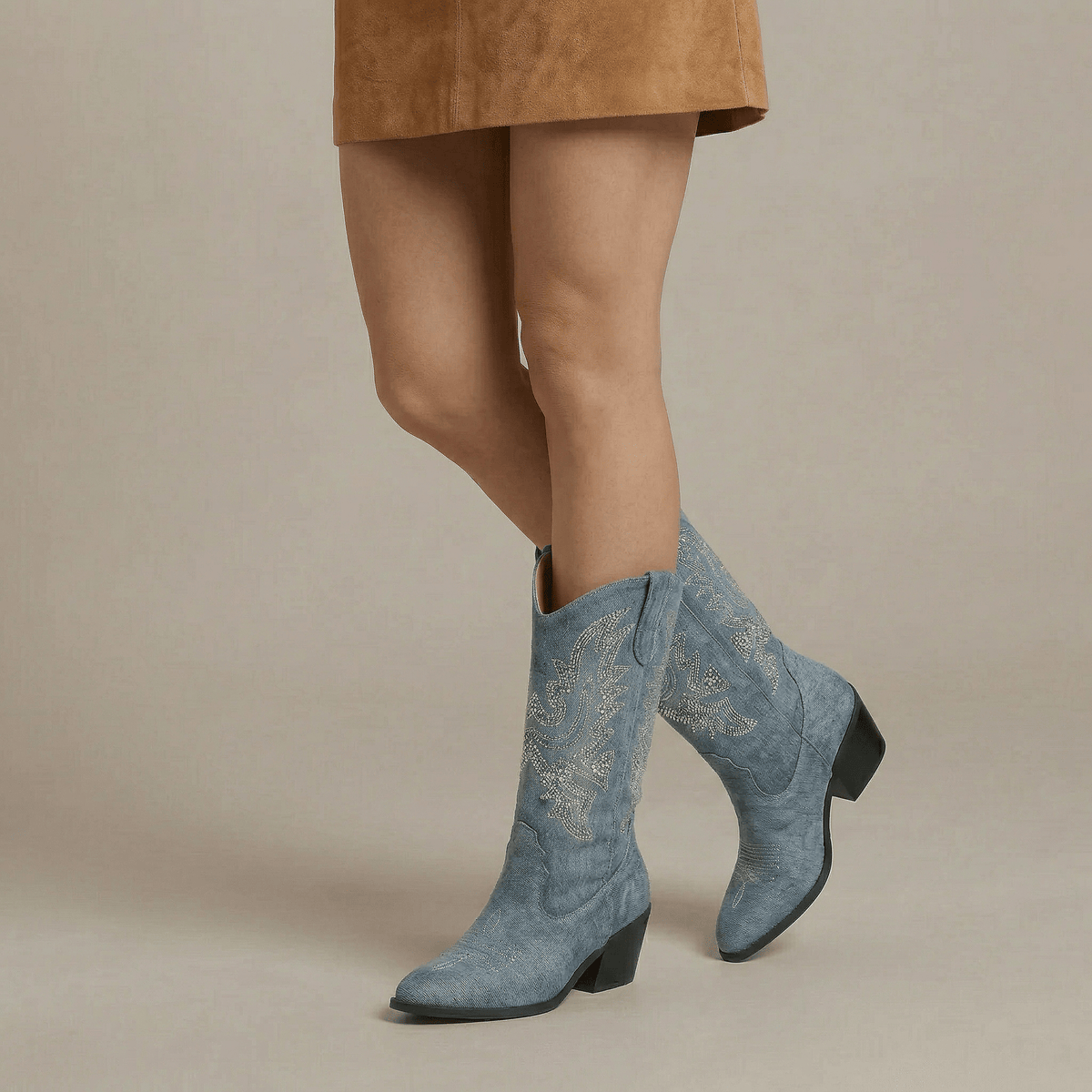 Santiag Brodée Denim Femme