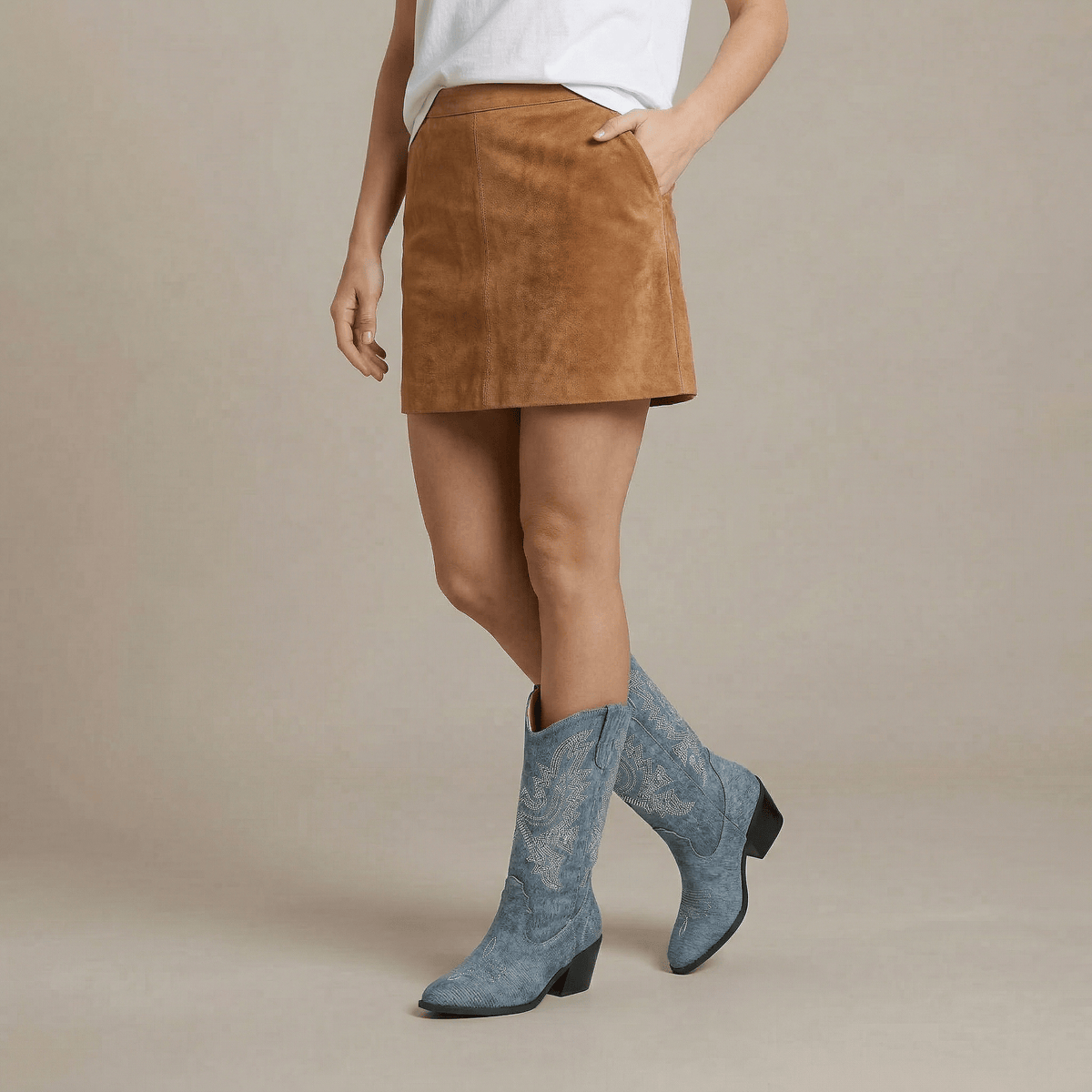 Santiag Brodée Denim Femme