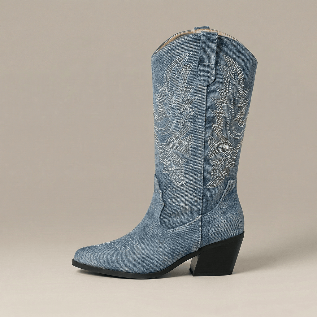 Santiag Brodée Denim Femme