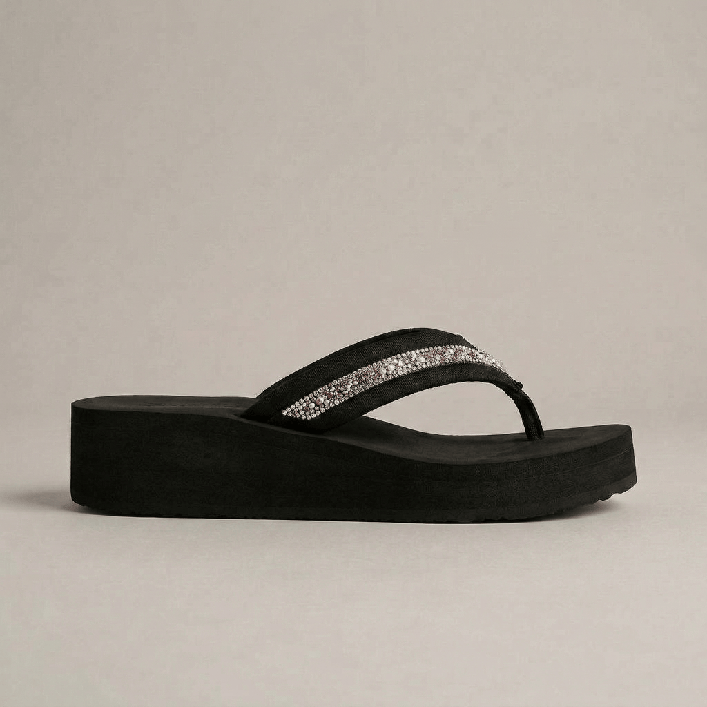 Tong Compensée Strass
