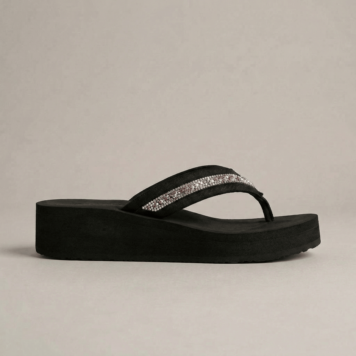 Tong Compensée Strass