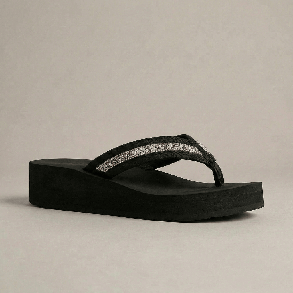 Tong Compensée Strass